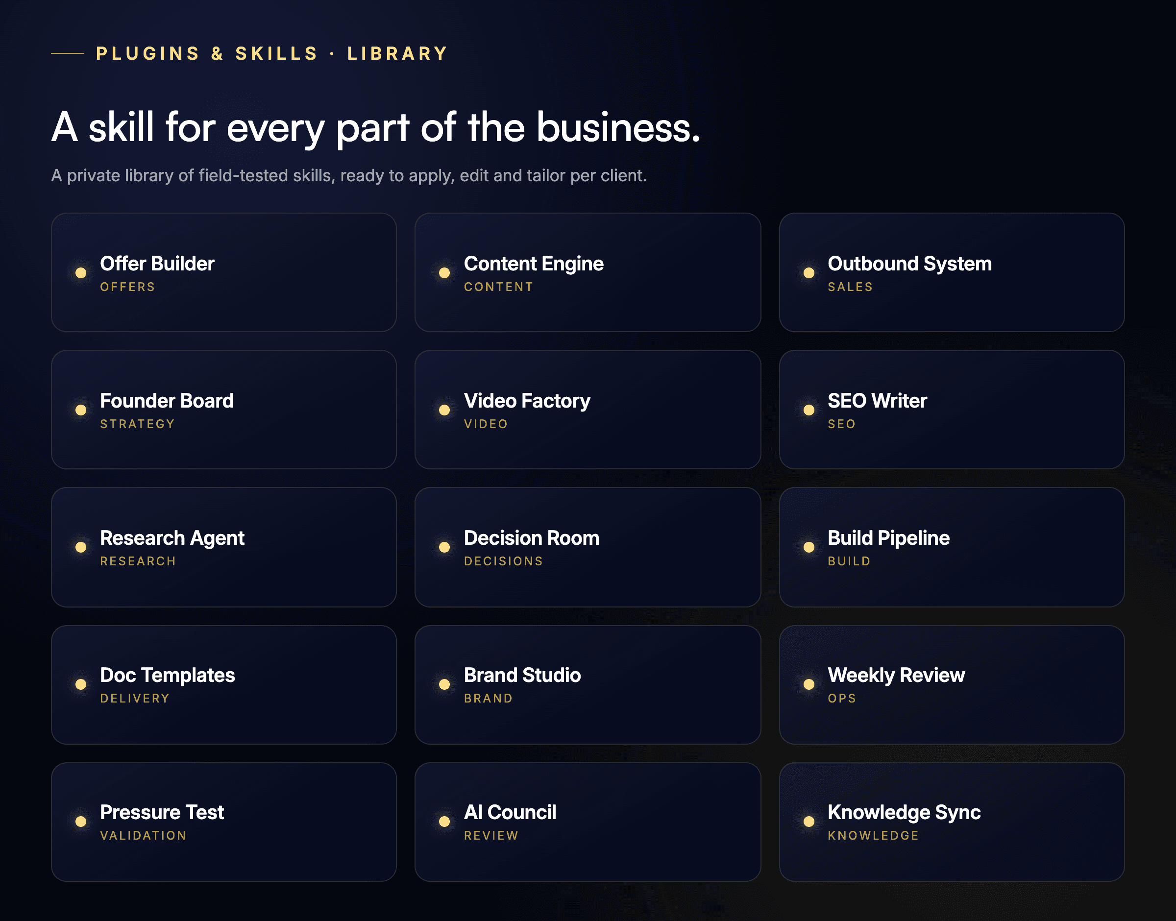 Plugins & Skills for Entrepreneurs interface